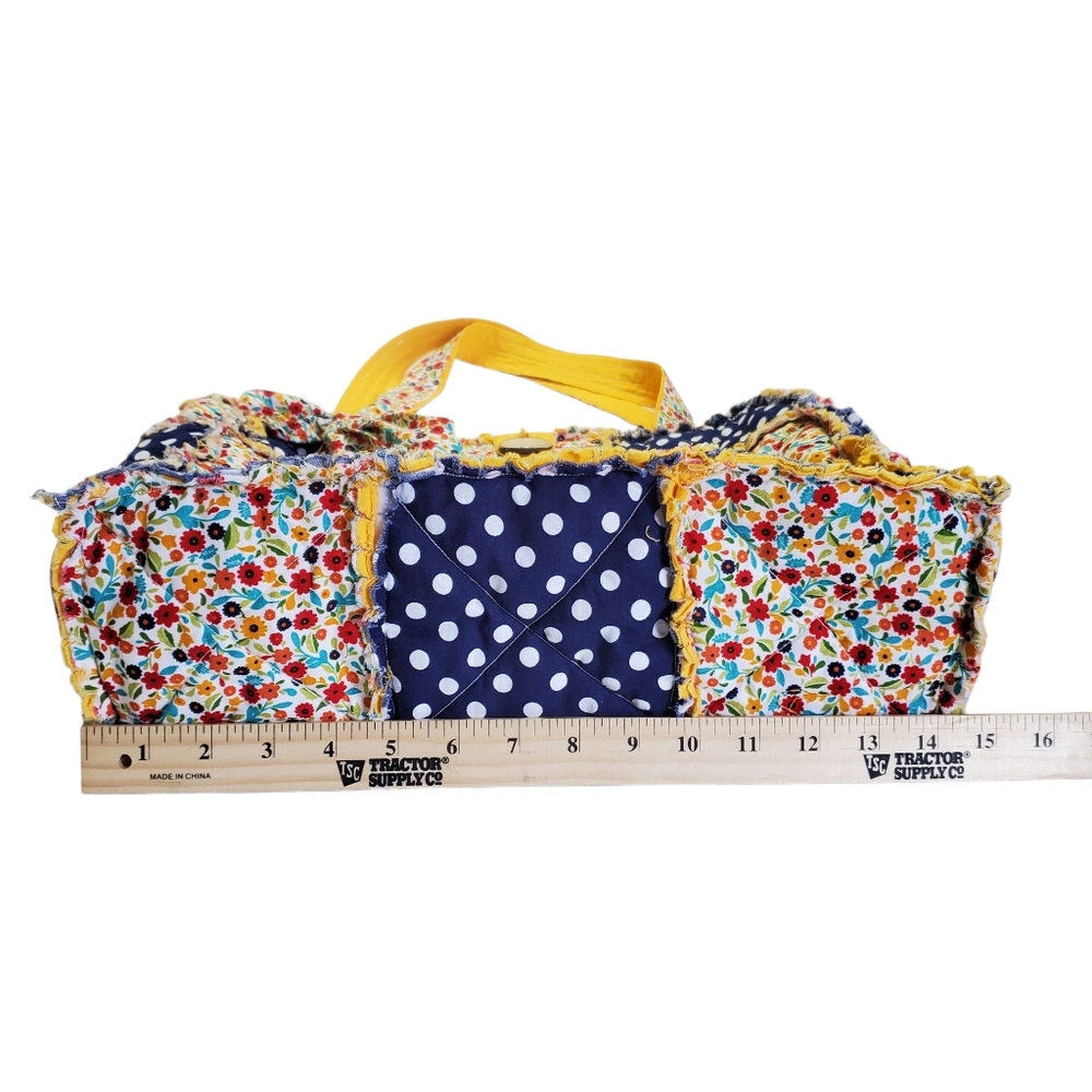Homecrafted Rag Bag Floral and Polka Dot Tote With Bow - Picture 5 of 14